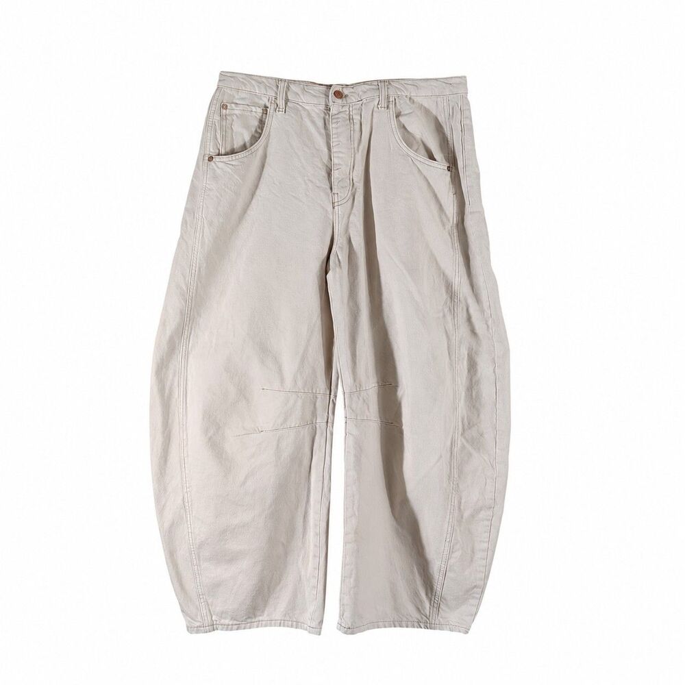 We The Free Women’s Jeans 32 Cream Milk Good Luck Mid-rise Barrel Baggy Loose - Picture 3 of 12